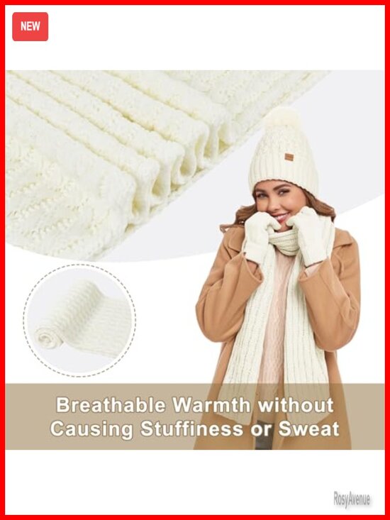 3-Piece Winter Set: Beanie, Scarf & Touchscreen Gloves with Fleece Lining